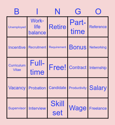 Careers Bingo Card