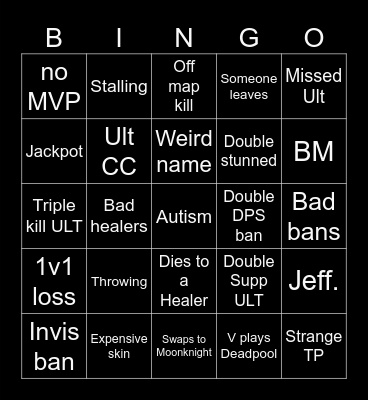 Marvel Rivals Bingo Card