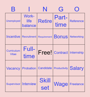 Careers Bingo Card