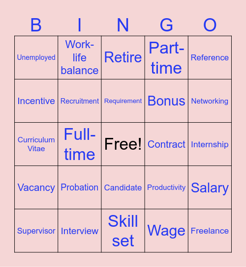Careers Bingo Card