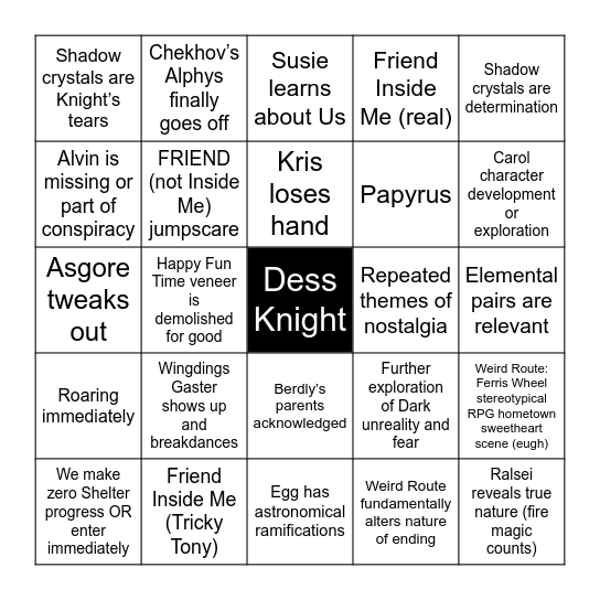 Very Normal Chapter 5 Bingo Card