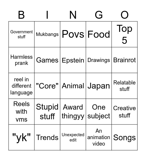 Untitled Bingo Card