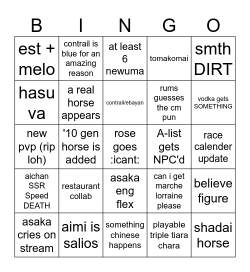 OS&G Umamusume 5th Anniv Bingo Card