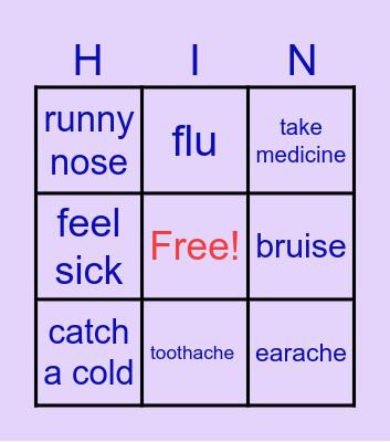 Health Bingo Card
