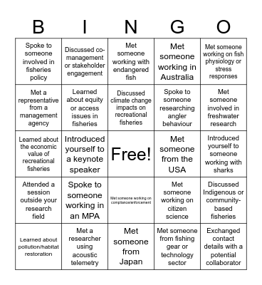 Student bingo Card