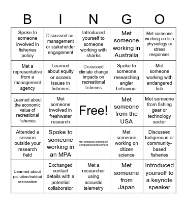 Student bingo Card