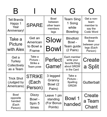 GRΩW Games - 1st Year Anniversary Bingo Card