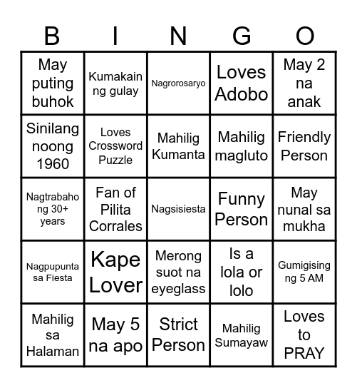 Human Bingo Card