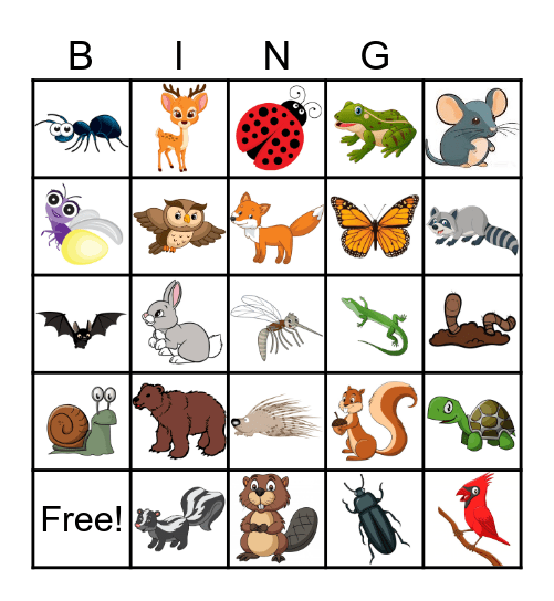 Forest Animals Bingo Card