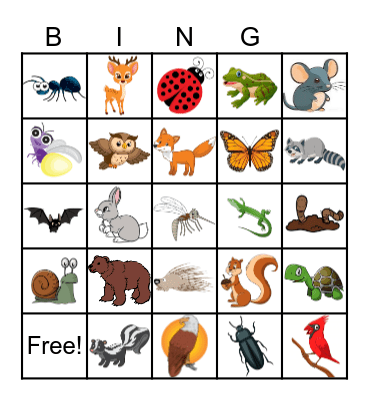 Forest Animals Bingo Card