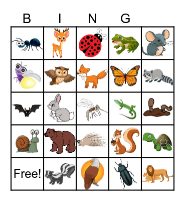 Forest Animals Bingo Card