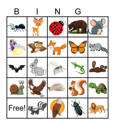 Forest Animals Bingo Card