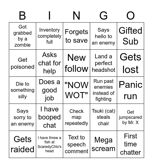 ScaredyChlo's RE2 Bingo! Bingo Card