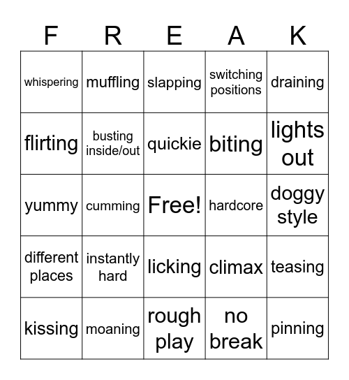 freaky bingo 2.0 Bingo Card