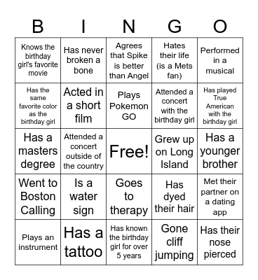 BIRTHDAY BINGO!!! Bingo Card