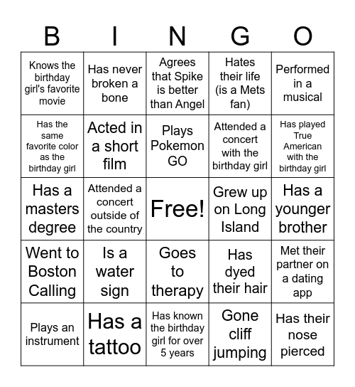 BIRTHDAY BINGO!!! Bingo Card