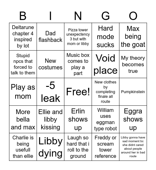 Pym bingo Card