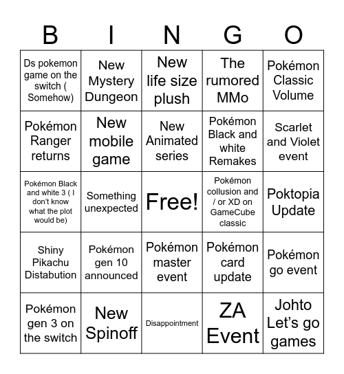 Pokémon Day 2026 Bingo Card