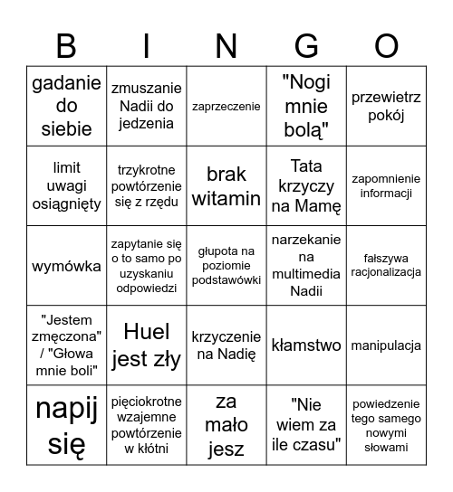 MAMA Bingo Card