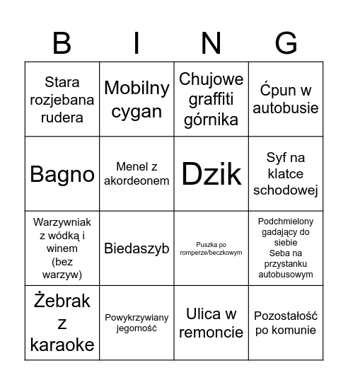 Wałbrzyskie bingo Card