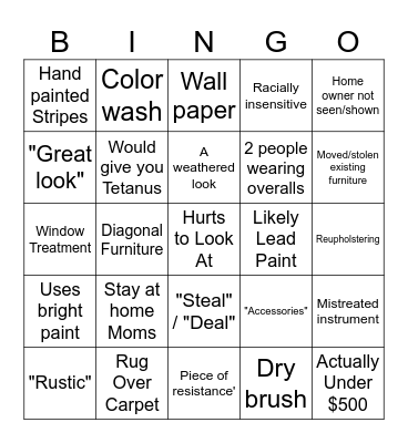 Decorating Cents Bingo Card