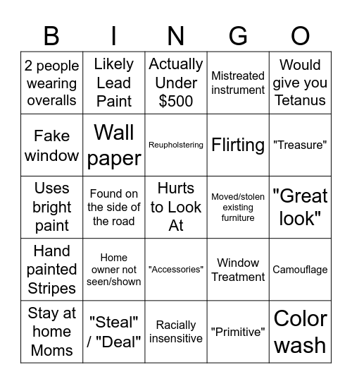 Decorating Cents Bingo Card
