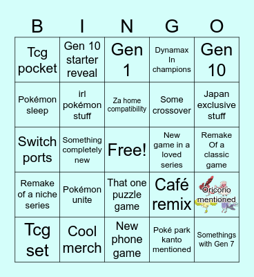 Poké day Bingo Card
