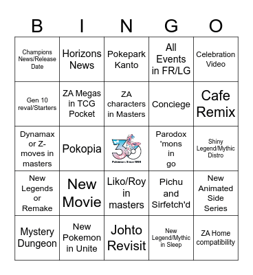 Pokemon Day 2026 Bingo Card