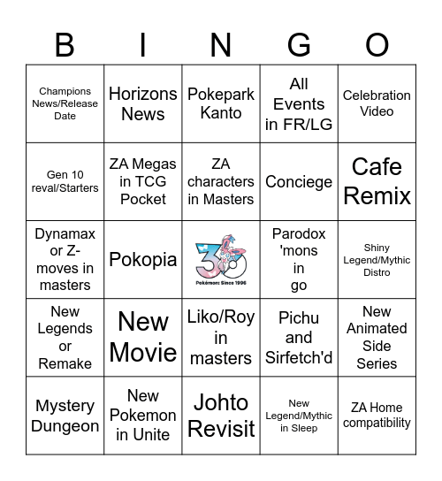 Pokemon Day 2026 Bingo Card