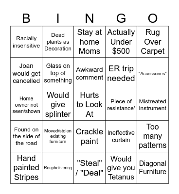 Decorating Cents Bingo Card