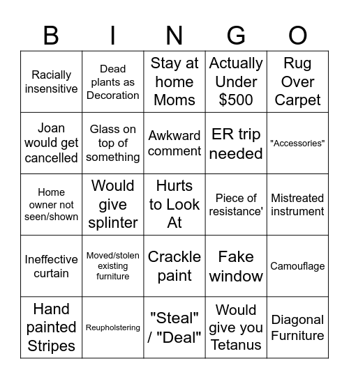 Decorating Cents Bingo Card