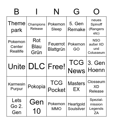Pokepon Presents Pokemon Day Bingo Card