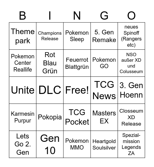 Pokepon Presents Pokemon Day Bingo Card