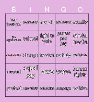 Women's Rights Bingo Card