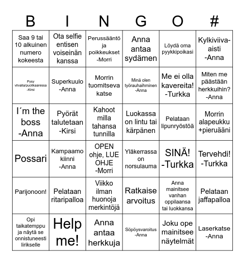 Ope-Bingo Card