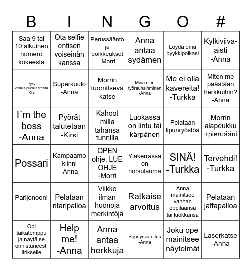 Ope-Bingoo Bingo Card