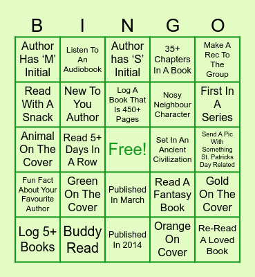 March Book Bingo Card