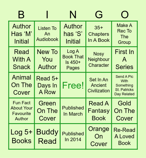 March Book Bingo Card