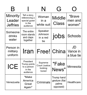 Kevin Kijewski for MI - MAGA State of the Union 2026 Bingo Card