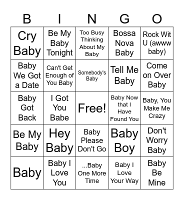 Baby Yarbrough Bingo Card