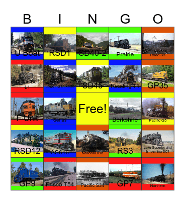 U Boats and other preserved engines that I would like to record after John will say "I'm not happy Dora not happy" one day Bingo Card