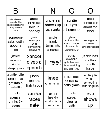 grandpa’s birthday Bingo Card