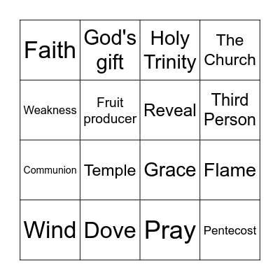 The Holy Spirit Bingo Card