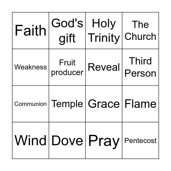 The Holy Spirit Bingo Card