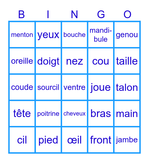 corps humain 2 Bingo Card