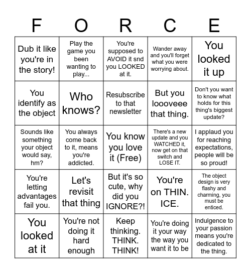 Flesh Desires Bingo Card