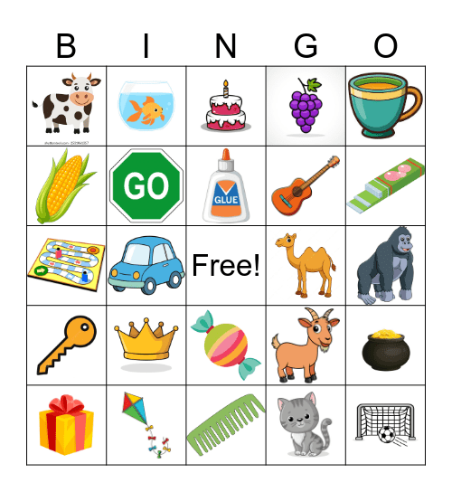 /K/ and /G/ words Bingo Card