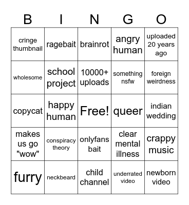 0 View YouTube bingo Card