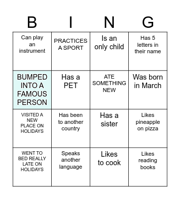 Icebreaker Bingo: Find Someone Who Bingo Card