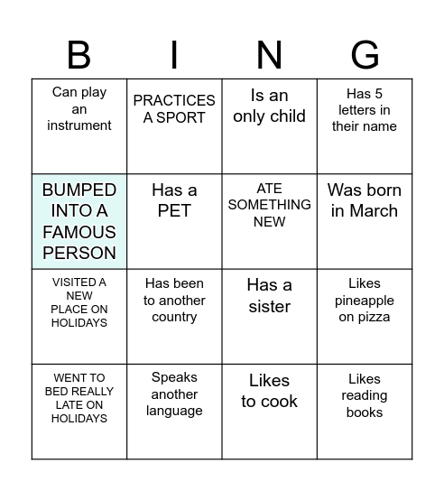 Icebreaker Bingo: Find Someone Who Bingo Card